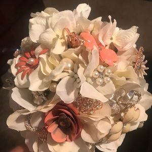Brand new rose gold/coral brooch bouquet